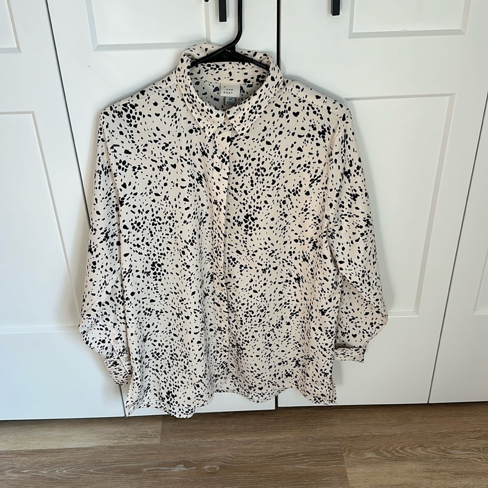 Dalmatian print satin blouse